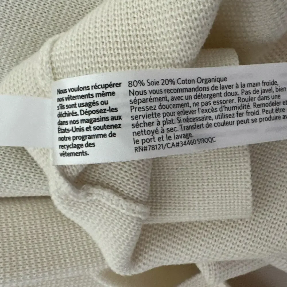 Eileen Fisher Silk Organic Cotton Interlock Long Cardigan Ivory PocketsLarge